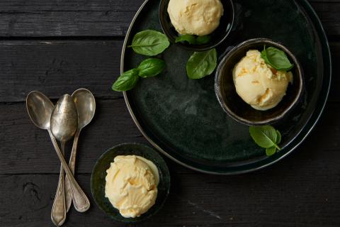 Basil and olive oil ice-cream