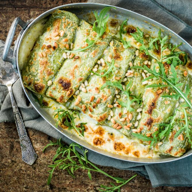 Cannellonis Au Saumon Et Pesto A L Ail Des Ours Gratins