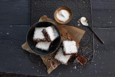 Chocolate, coconut and coffee slices