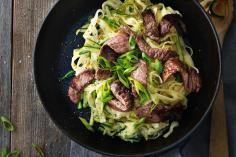 Courgette tagliatelle with beef