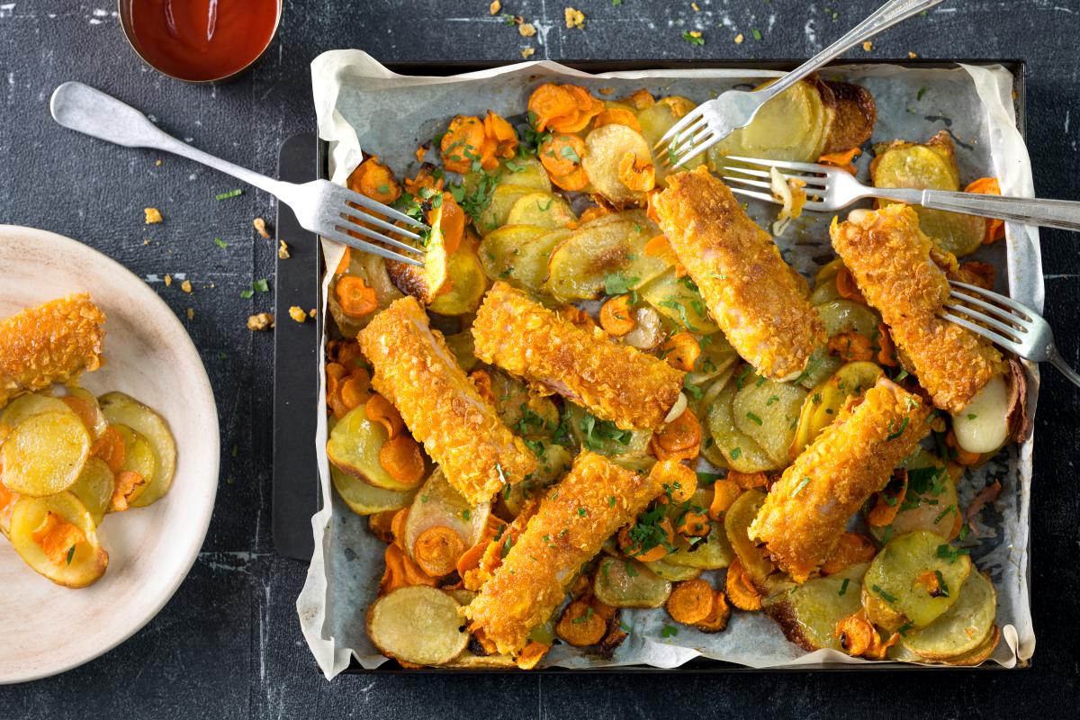 Crispy meatloaf with roasted vegetables - Recipes | fooby.ch