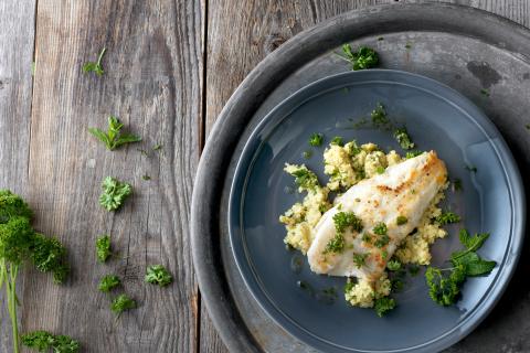 Pike perch on herbed millet