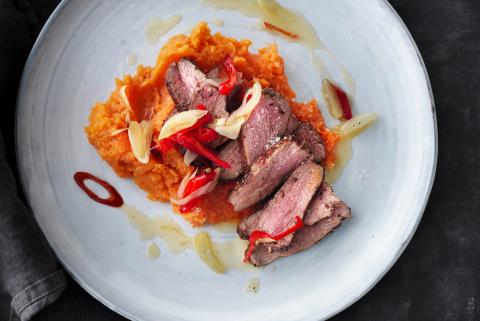 Five-spice duck breasts with chilli oil