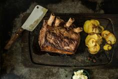Roast veal chop with orange and thyme butter