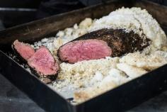 Salt and coffee crusted beef fillet
