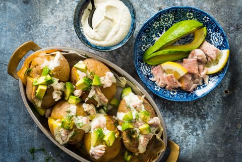 Baked potatoes with trout