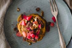 Sweet potato pancakes with apple & nut compote