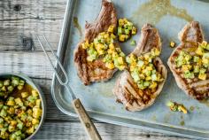 Veal cutlets with mango salsa