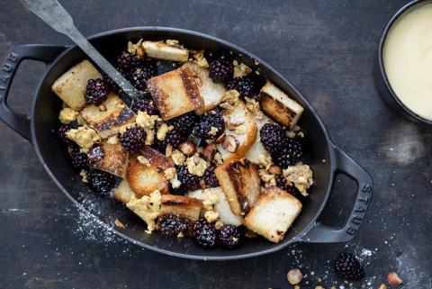French toast pieces with blackberries