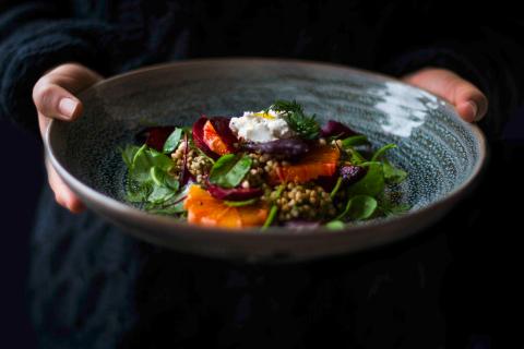 Buckwheat & beetroot salad with goat's cheese