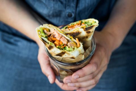 Grilled wrap with salmon
