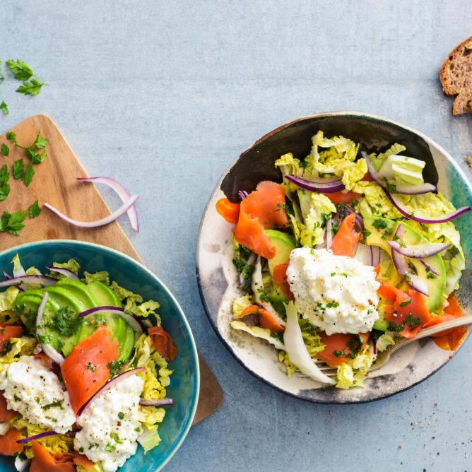 Avocado Salad With Cottage Cheese And Smoked Salmon Salad Coop