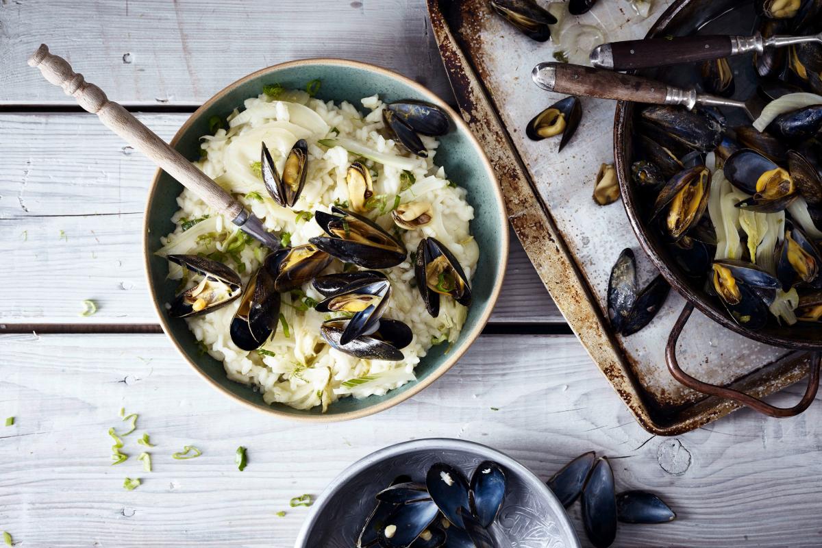 Mussels with lemon & fennel risotto - Recipes | fooby.ch