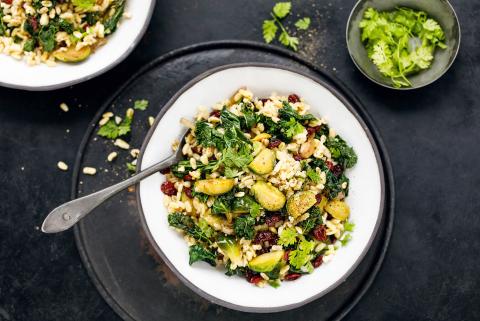 Autumn vegetable Ebly wheat salad with cranberries