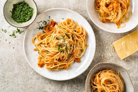 Spaghetti with carrot sugo