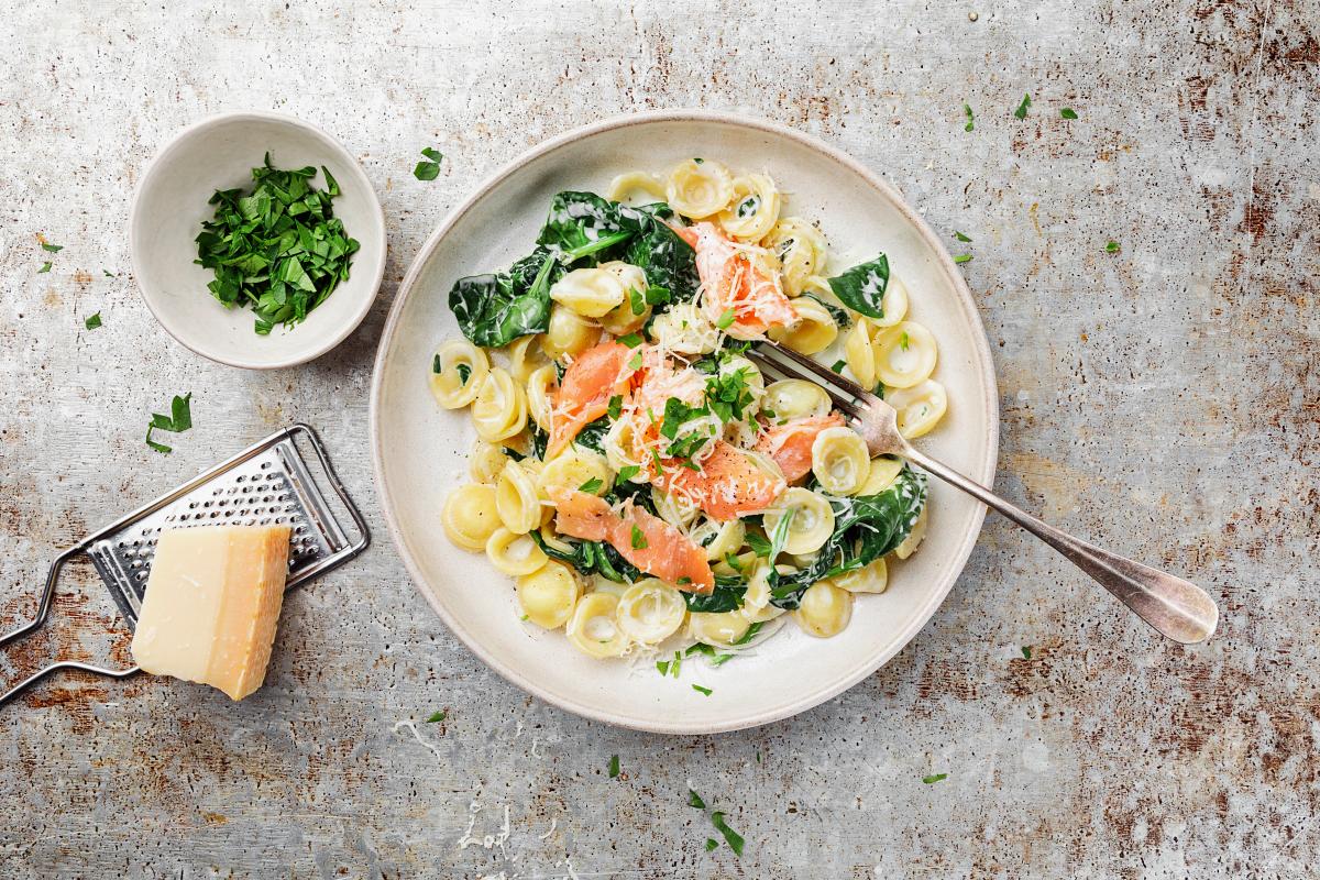 Salmon and spinach pasta-image