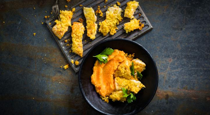 Pangasius fillet with a honey and panko-breadcrumb crust