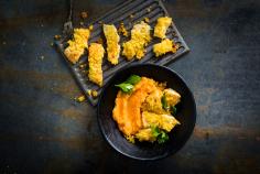 Pangasius fillet with a honey and panko-breadcrumb crust