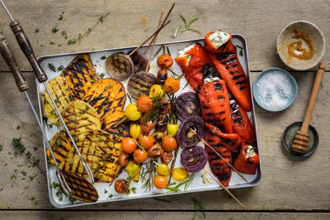 Colourful grilled vegetables