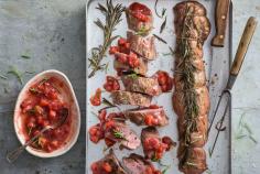 Balsamico-Filet mit Erdbeersauce