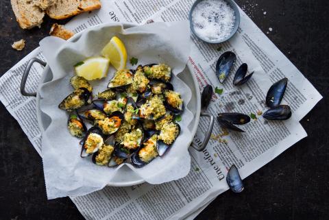 Gratinated mussels