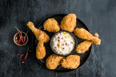 Fried chicken with a hot corn dip