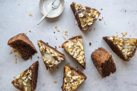 Upside-down pear cake