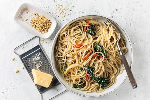 Spaghetti mit Knoblauch-Hanföl