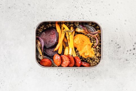 Lunchbox Linsen-Ofengemüse-Salat