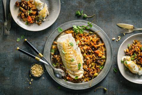 Cod fillet with caponata 