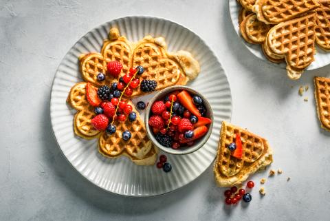 Almond waffles with berries