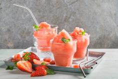 Frosé with watermelon and strawberries