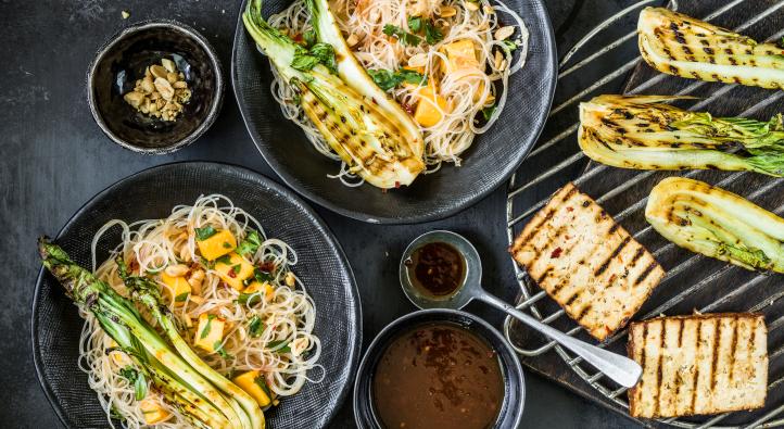 Grilled tofu with glass noodle salad