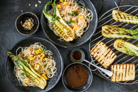 Grilled tofu with glass noodle salad