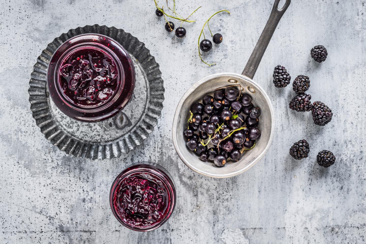 Blackcurrant and blackberry jam