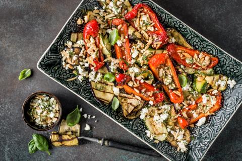 Grilled vegetables with feta