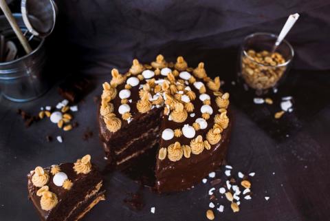 Chocolate and peanut butter cake