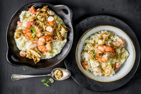 Risotto with prawns and fennel