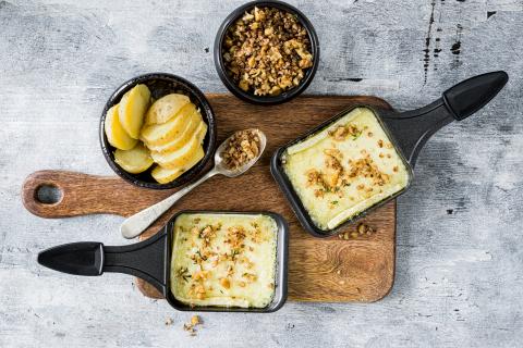Raclette with buckwheat crunch