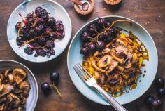 Sweet potato roesti with mushrooms and grapes