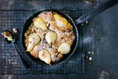 Cobbler with poached chai pears