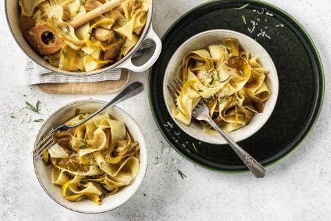 Pappardelle with braised leek
