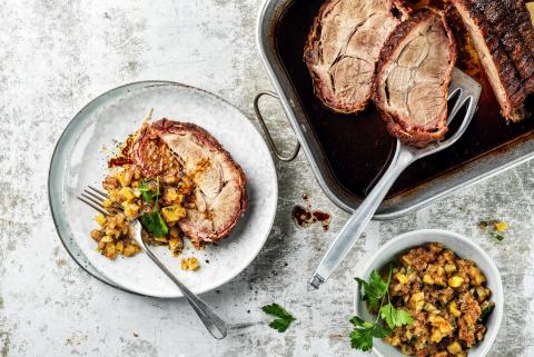 Roast pork with pineapple and fig relish