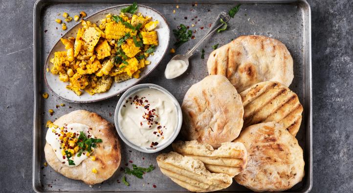 Grilled flatbreads with sweetcorn