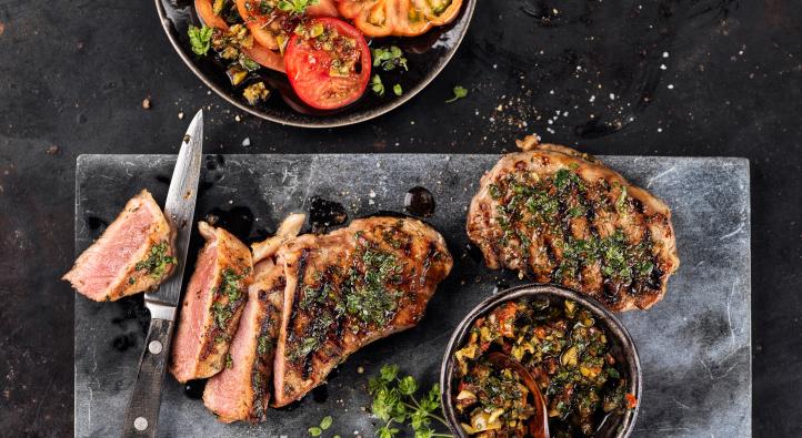 Veal steak with herb marinade