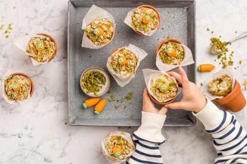 Potted carrot cupcakes