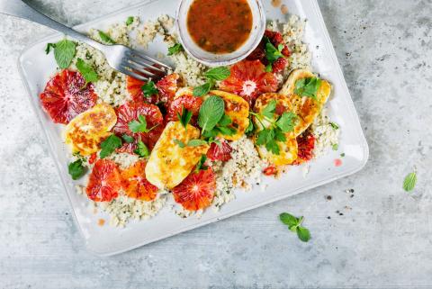 Couscous with halloumi and blood oranges 