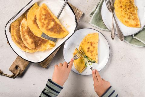 Crispy spinach & cheese omelettes