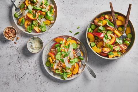 Nectarine and cucumber salad with white beans