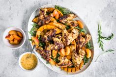 Grilled squash with chicken wings